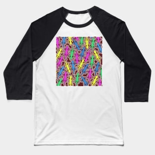 Comic lizard pattern Baseball T-Shirt